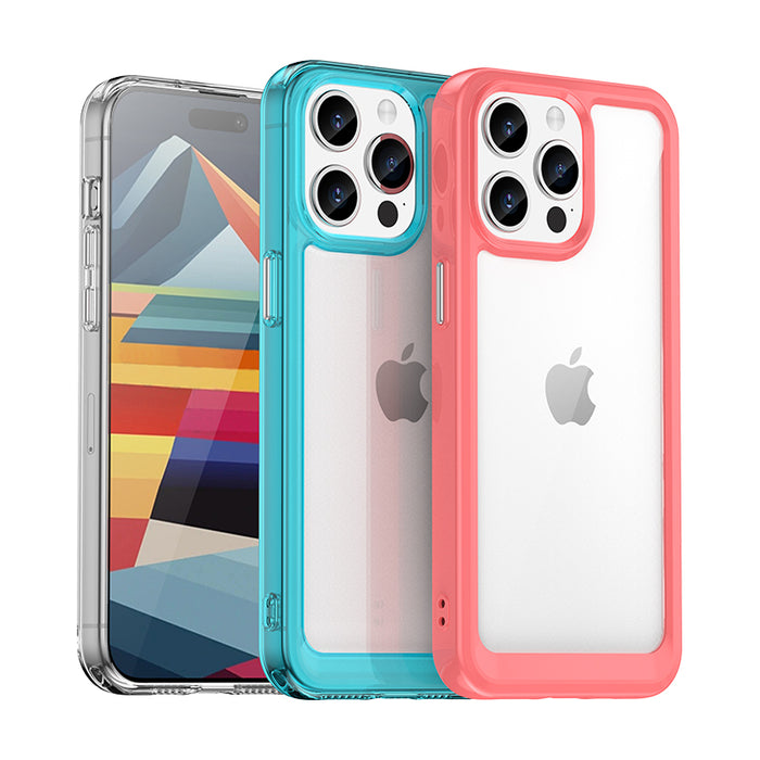 Reinforced case with a flexible frame for iPhone 15 Pro Outer Space - red
