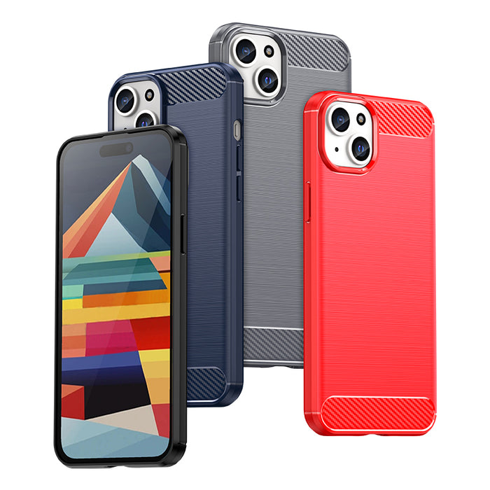 Flexible carbon pattern case for iPhone 15 Plus Carbon Case - black