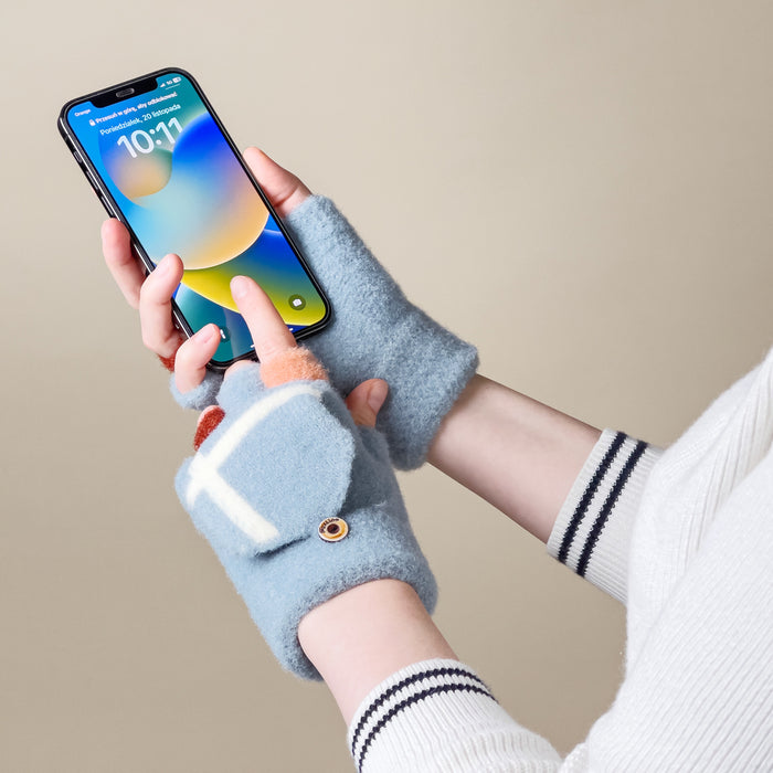 Women's/children's winter telephone gloves - blue