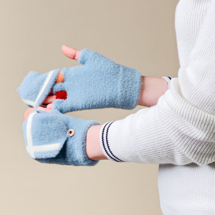Women's/children's winter telephone gloves - blue