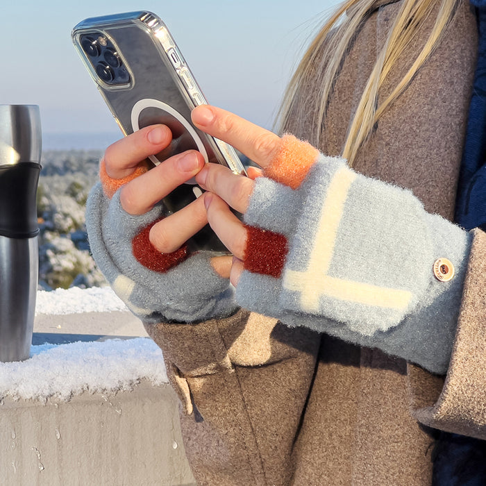Women's/children's winter telephone gloves - blue