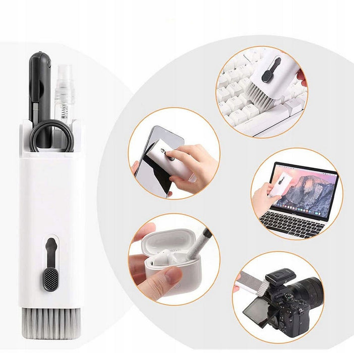 Multifunctional 7in1 cleaning set for headphones and keyboard - gray