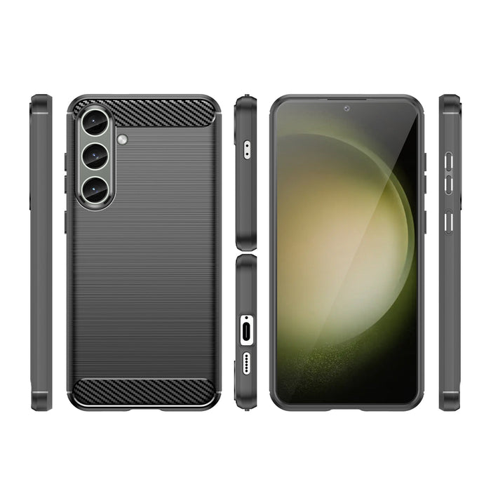 Case for Carbon Case Samsung Galaxy S24+ flexible silicone carbon cover - black