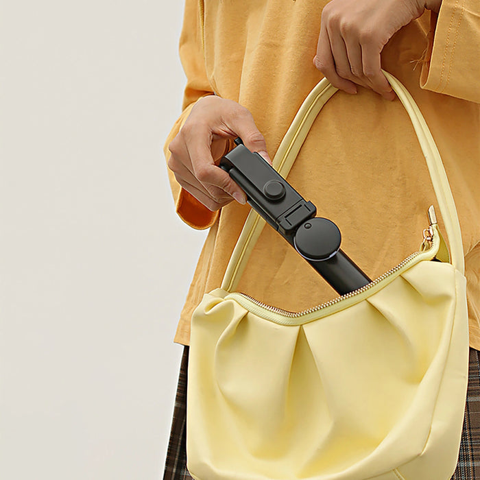 Selfie stick WH1YXS telescopic tripod 1m with round lamp and phone holder - black