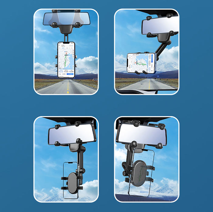 Car Phone Holder for Rearview Mirror - Black