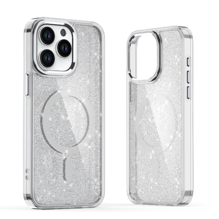 Glitter Case MagSafe for iPhone 16 Plus - white with glitter