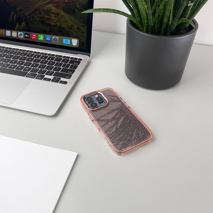 Glitter Case for iPhone 16 - pink with glitter