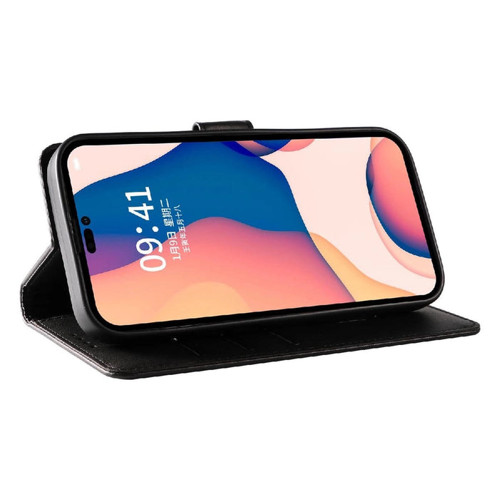 Leather Book Case for iPhone 16 - black