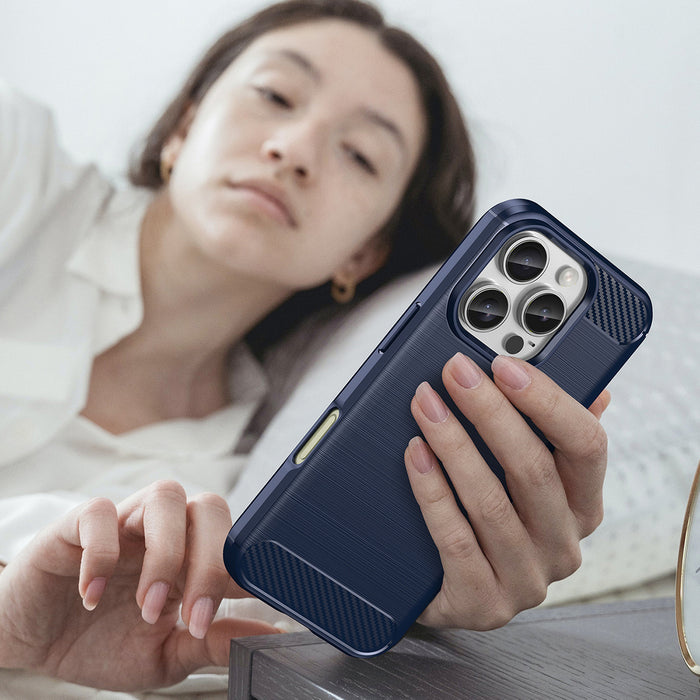 Carbon Case for iPhone 16 Pro Max Silicone Case - Blue