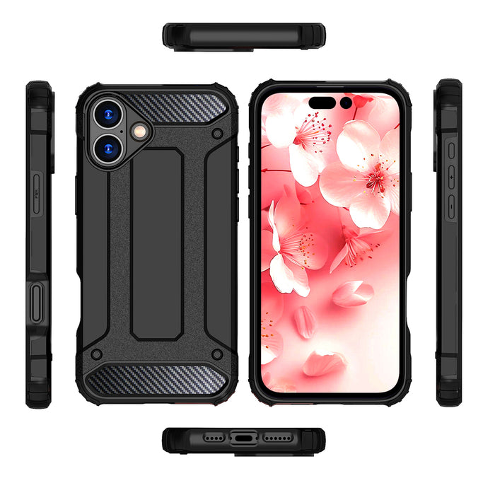 Hybrid Armor iPhone 16 Plus Case - Black