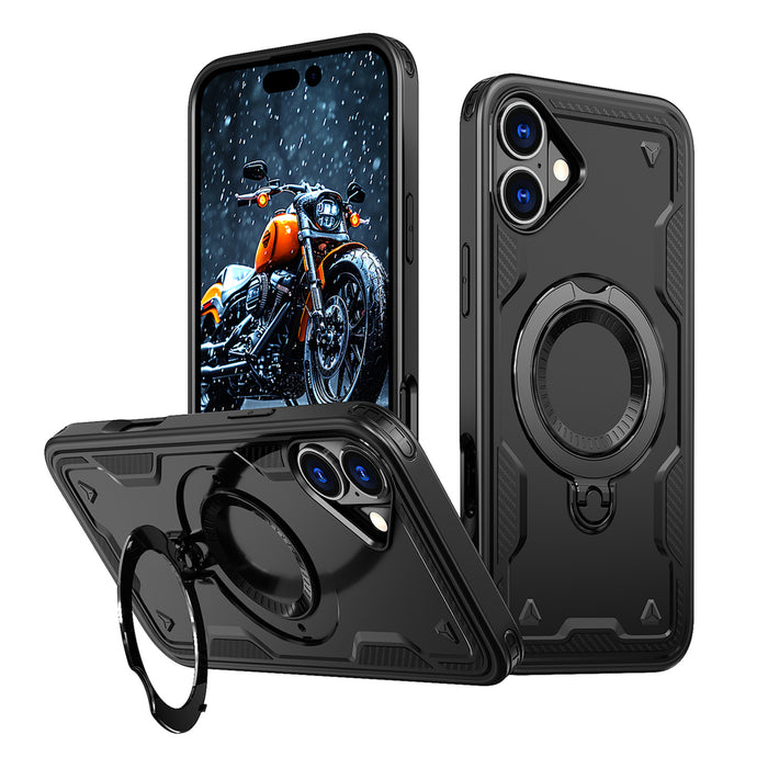 Hybrid Armor Trendy Case with MagSafe for iPhone 16 - Black
