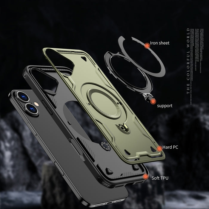 Hybrid Armor Trendy Case with MagSafe for iPhone 16 - Green