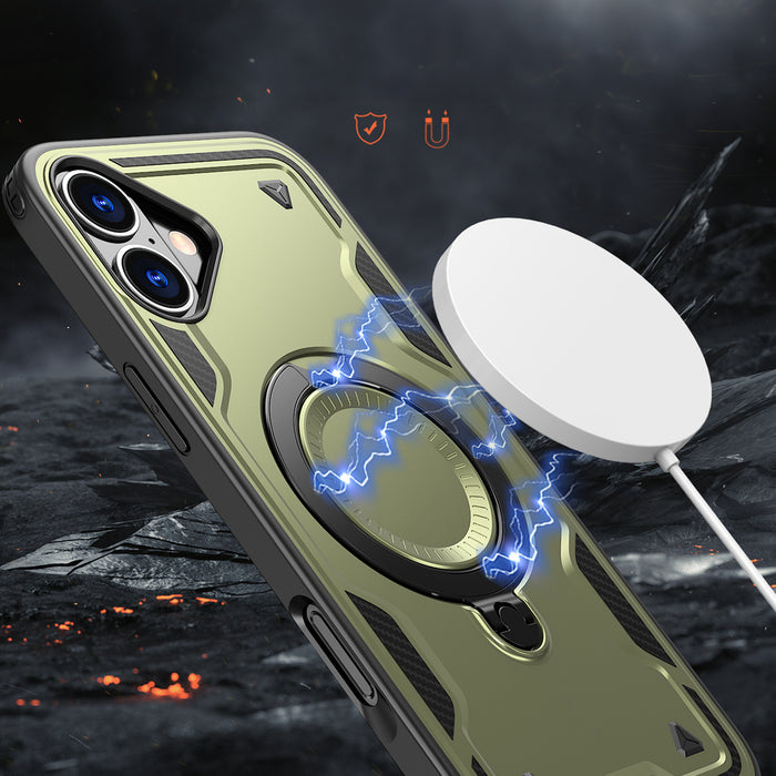 Hybrid Armor Trendy Case with MagSafe for iPhone 16 - Green