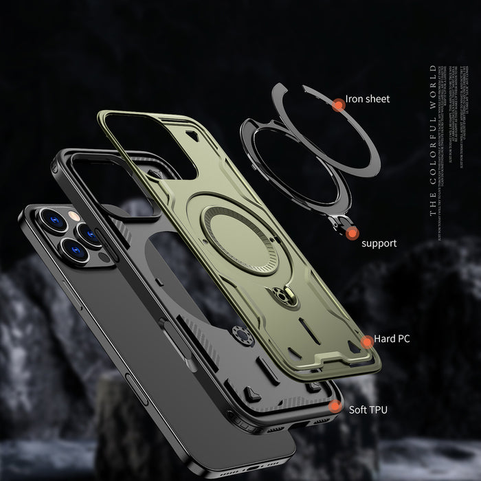 Hybrid Armor Trendy Case with MagSafe for iPhone 16 Pro - Green