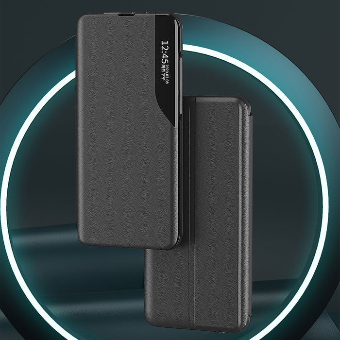 Eco Leather View Case for Samsung Galaxy S24 FE with Flip and Stand - Black
