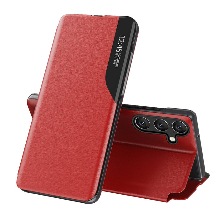 Eco Leather View Case elegant case with flap and stand function for Samsung Galaxy A36 - red