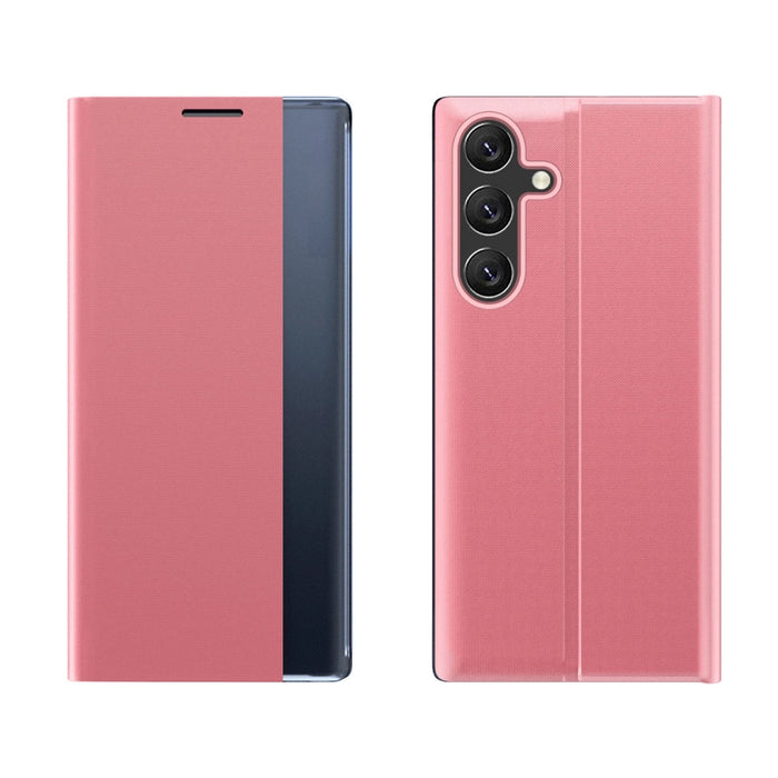 New Sleep Case Cover with Flip and Stand for Samsung Galaxy S25 Edge - Pink
