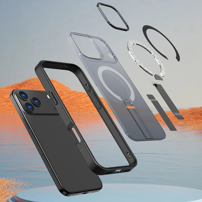 Hybrid Armor X Case for iPhone 17 Pro Max with Stand, Compatible with MagSafe - Black