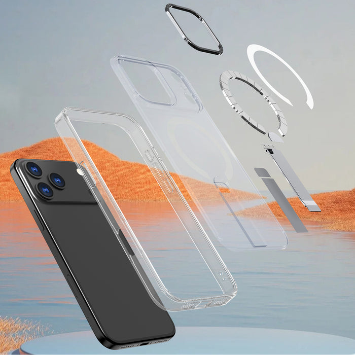 Hybrid Armor X Case for iPhone 17 Pro with Stand, Compatible with MagSafe - Transparent