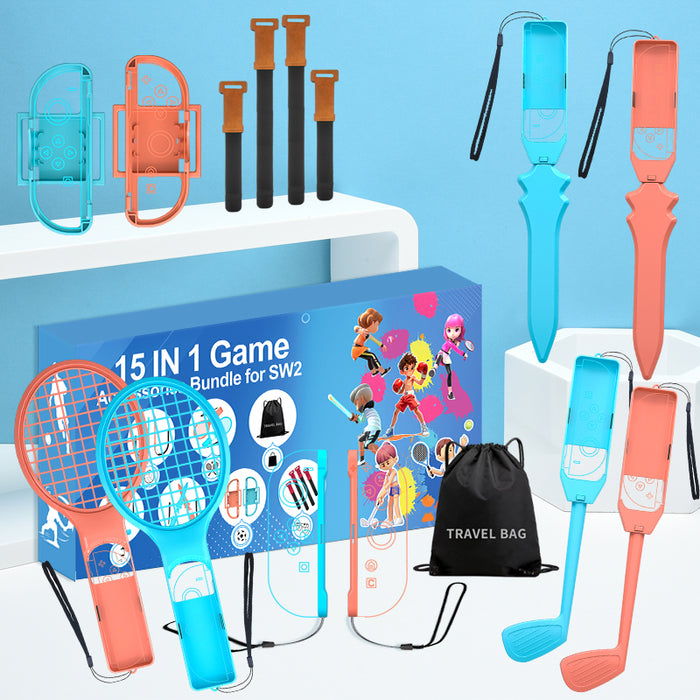 Nintendo Switch 15-in-1 Family Accessory Pack 2 - Orange and Blue Set
