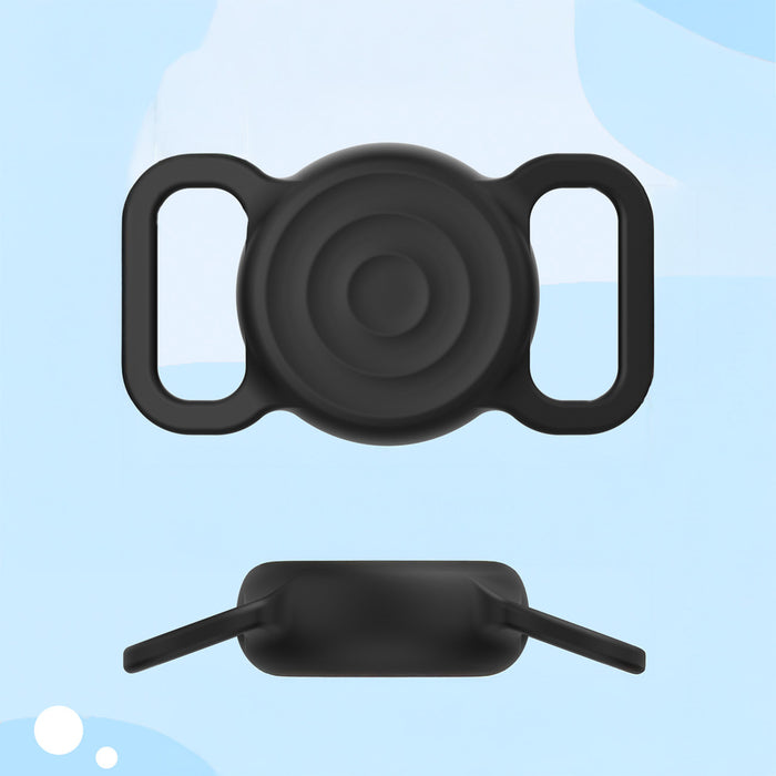 AirTag silicone waterproof case for dog or cat collar - black