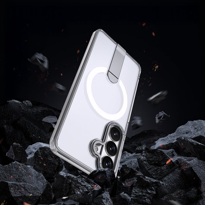 Hybrid Armor X Case for Samsung Galaxy S26 with Stand, Compatible with MagSafe - Transparent