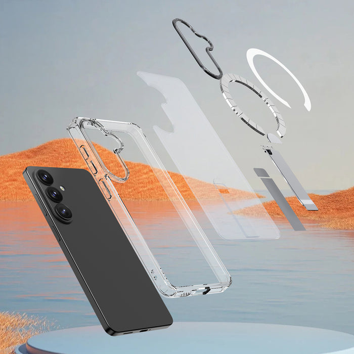 Hybrid Armor X Case for Samsung Galaxy S26 with Stand, Compatible with MagSafe - Transparent