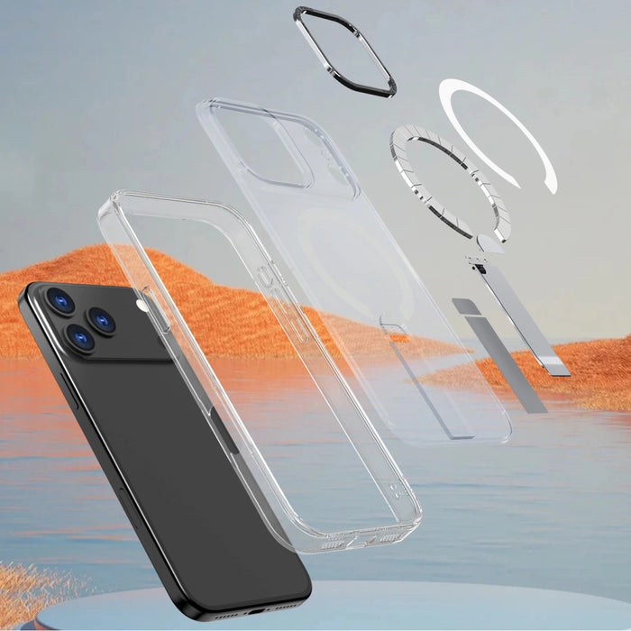 Hybrid Armor X Case for Samsung Galaxy S25 FE with Stand Compatible with MagSafe - Transparent