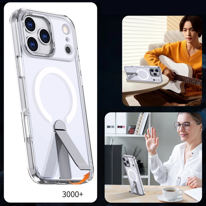 Hybrid Armor X Case for Samsung Galaxy S25 FE with Stand Compatible with MagSafe - Transparent