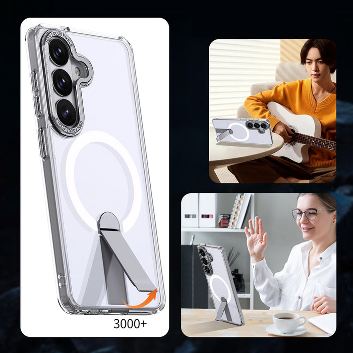 Hybrid Armor X Case for Samsung Galaxy A36 / A37 with Stand Compatible with MagSafe - Transparent