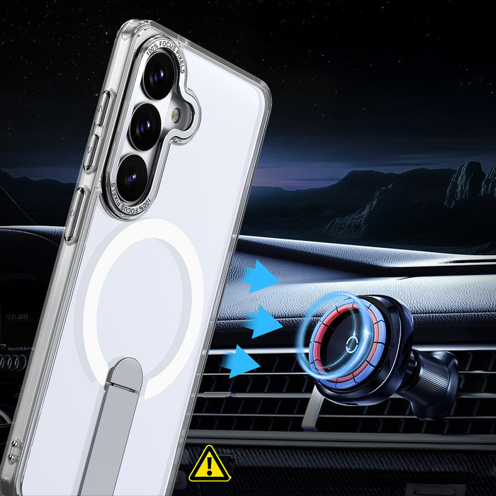 Hybrid Armor X Case for Samsung Galaxy A36 / A37 with Stand Compatible with MagSafe - Transparent