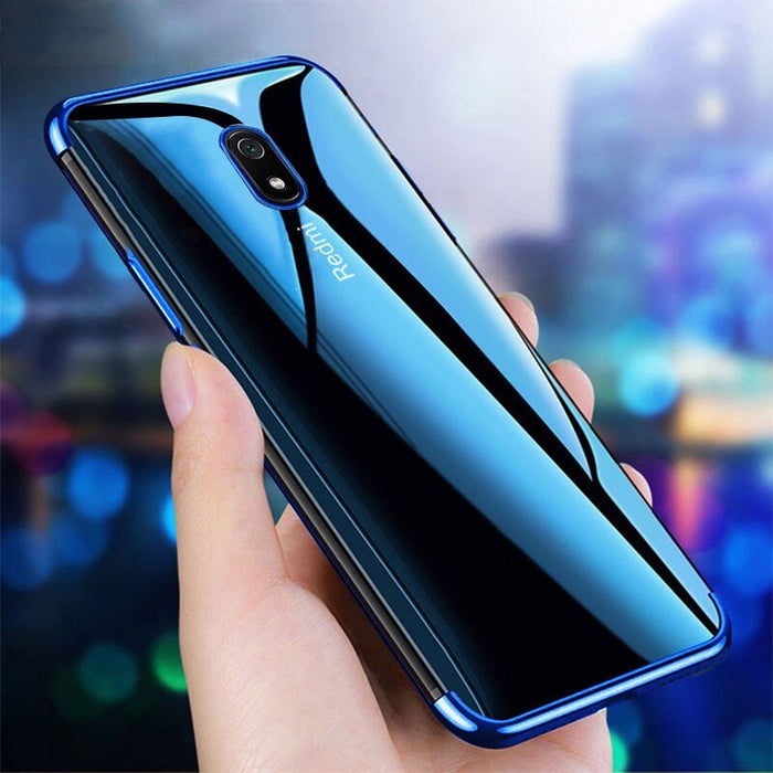 Clear Color Case Gel TPU Electroplating frame Cover for Xiaomi Redmi 8A blue