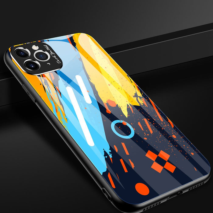 Color Glass Case Durable Cover with Tempered Glass Back and camera cover iPhone 11 Pro Max pattern 1