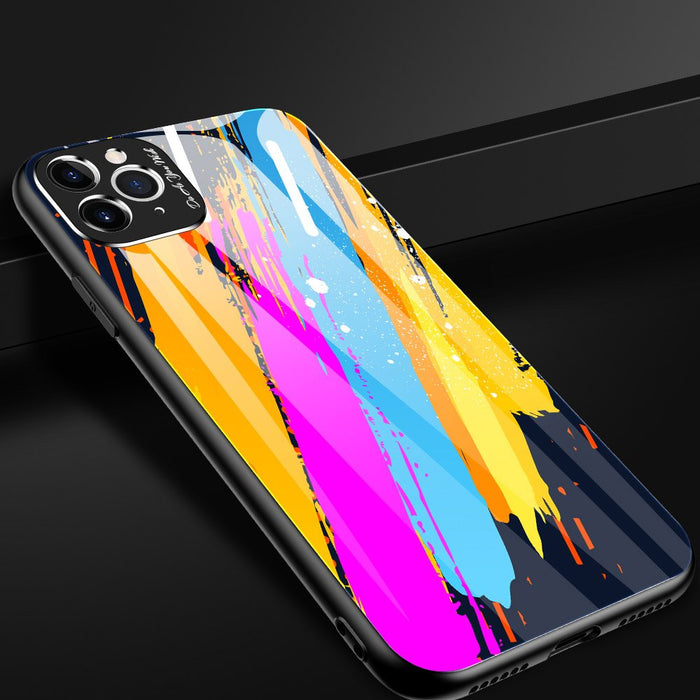 Color Glass Case Durable Cover with Tempered Glass Back and camera cover iPhone 11 Pro Max pattern 1