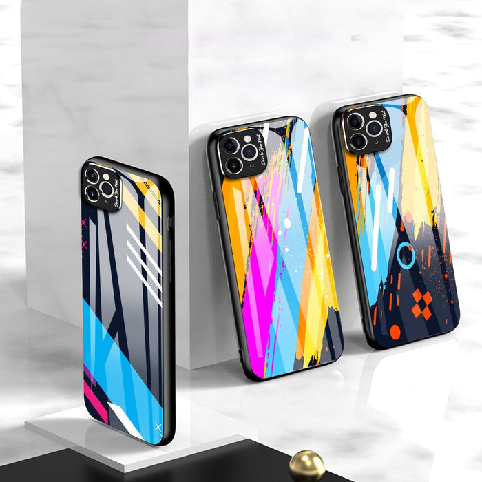 Color Glass Case Durable Cover with Tempered Glass Back and camera cover iPhone 11 Pro Max pattern 1