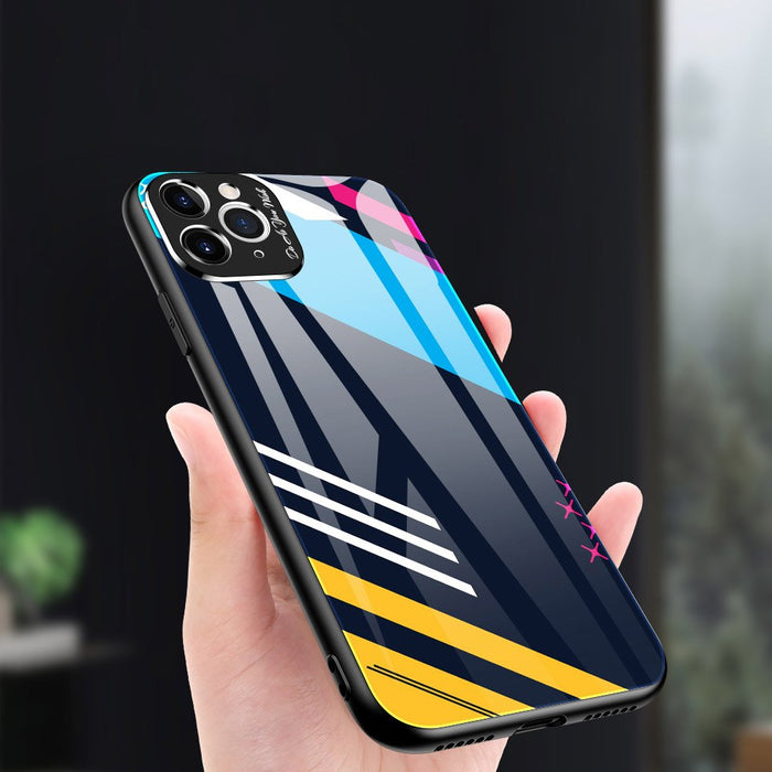Color Glass Case Durable Cover with Tempered Glass Back and camera cover iPhone 11 Pro Max pattern 1