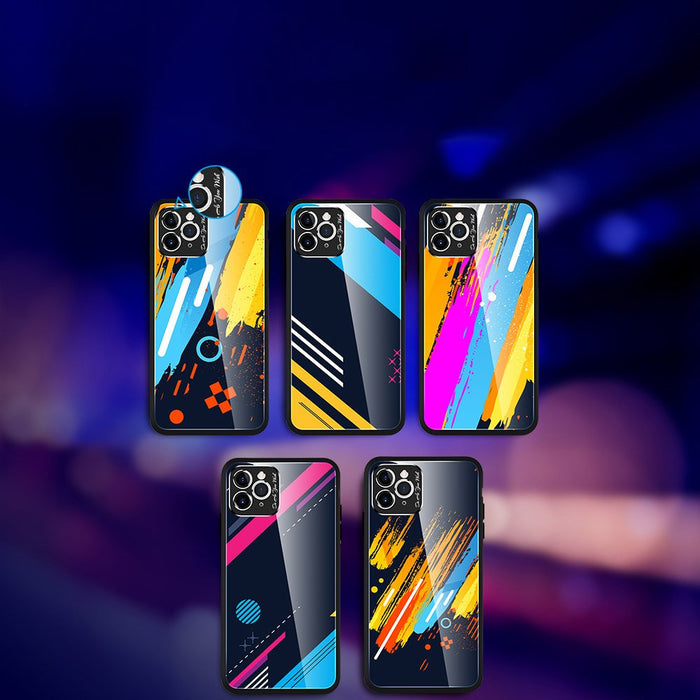 Color Glass Case Durable Cover with Tempered Glass Back and camera cover iPhone 11 Pro Max pattern 2