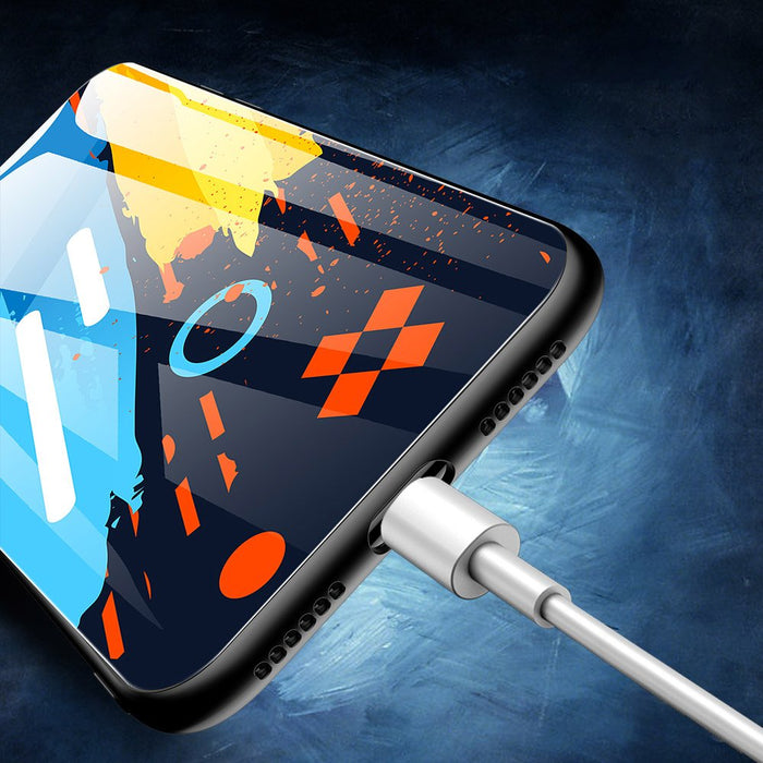 Color Glass Case Durable Cover with Tempered Glass Back and camera cover iPhone 11 Pro Max pattern 2