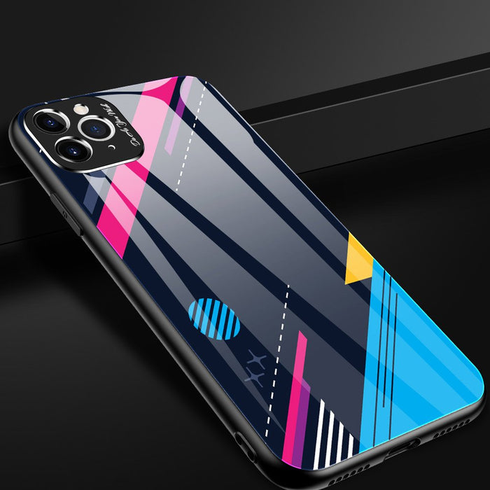 Color Glass Case Durable Cover with Tempered Glass Back and camera cover iPhone 11 Pro Max pattern 2