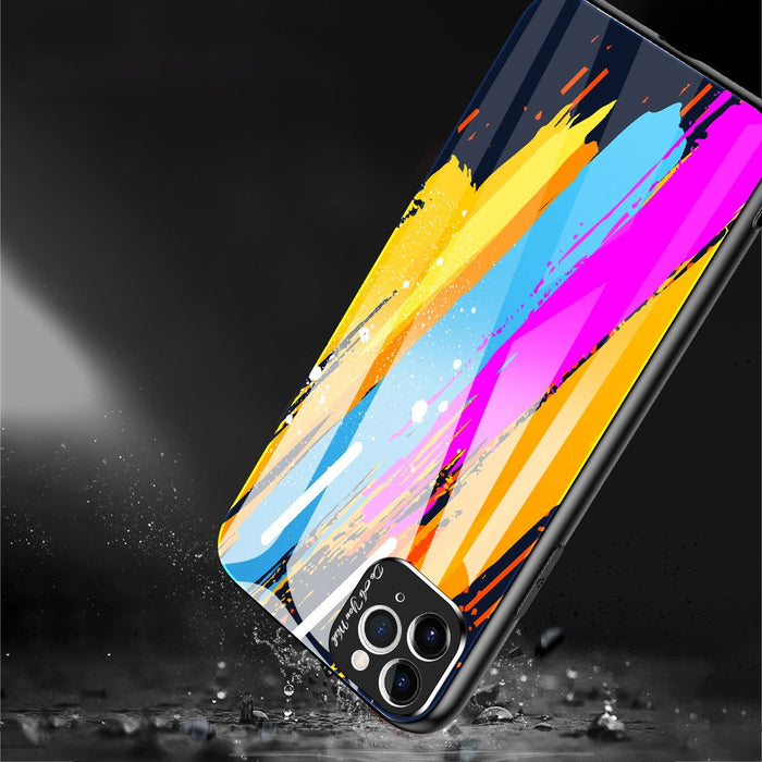 Color Glass Case Durable Cover with Tempered Glass Back and camera cover iPhone 11 Pro Max pattern 2