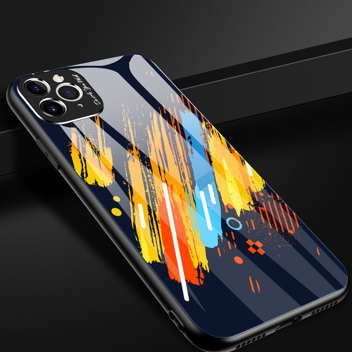 Color Glass Case Durable Cover with Tempered Glass Back and camera cover iPhone 11 Pro Max pattern 2