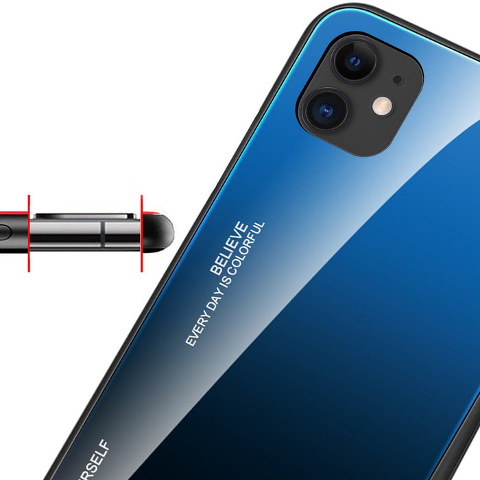 Gradient Glass Durable Cover with Tempered Glass Back iPhone 12 mini black-red