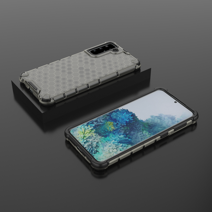 Honeycomb Case armor cover with TPU Bumper for Samsung Galaxy S21+ 5G (S21 Plus 5G) black