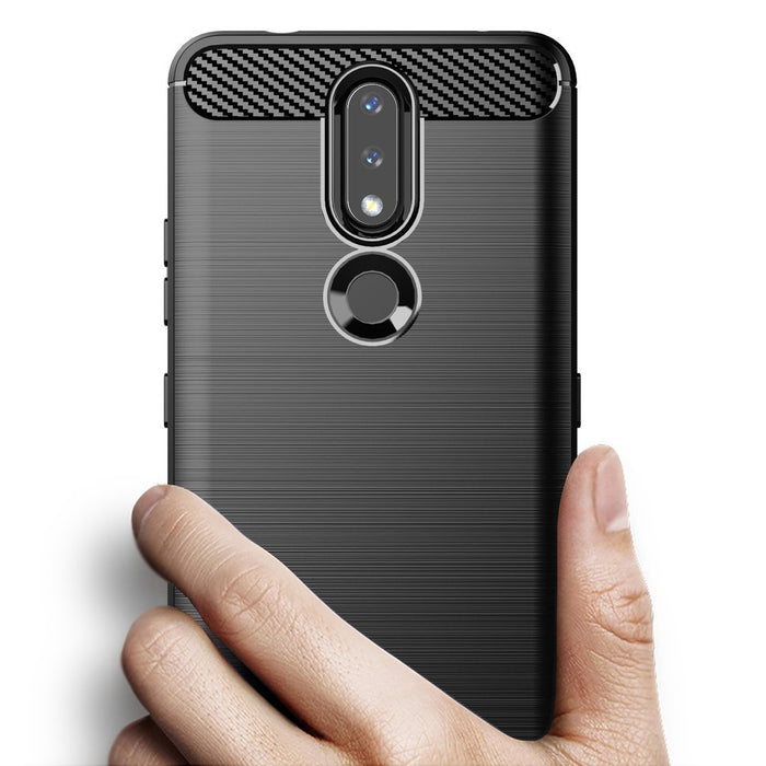 Carbon Case Flexible Cover TPU Case for Nokia 2.4 black