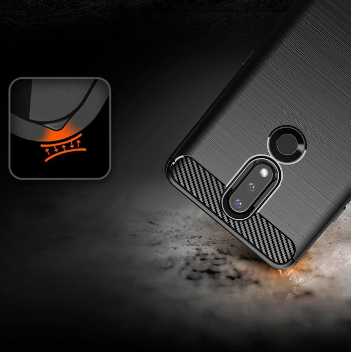 Carbon Case Flexible Cover TPU Case for Nokia 2.4 black