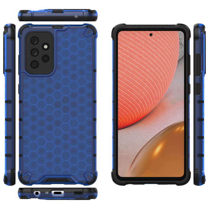 Honeycomb Case armor cover with TPU Bumper for Samsung Galaxy A72 4G blue