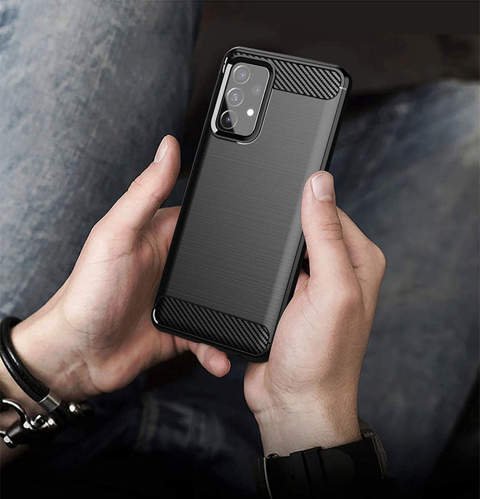 Carbon Case Flexible Cover TPU Case for Samsung Galaxy A72 4G black