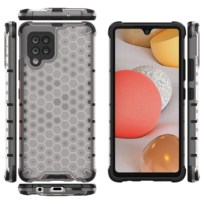 Honeycomb Case armor cover with TPU Bumper for Samsung Galaxy A42 5G transparent