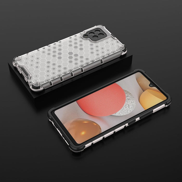 Honeycomb Case armor cover with TPU Bumper for Samsung Galaxy A42 5G transparent