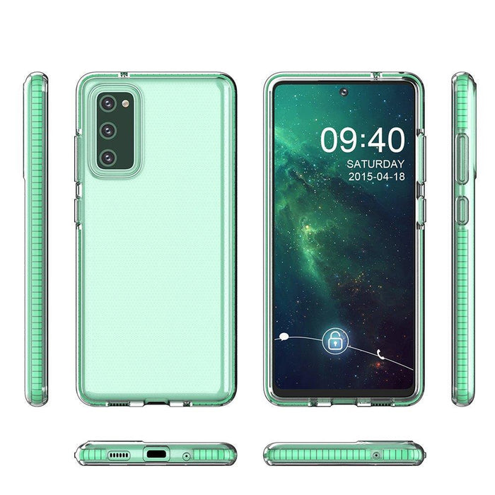Spring Case clear TPU gel protective cover with colorful frame for Samsung Galaxy A72 4G light pink